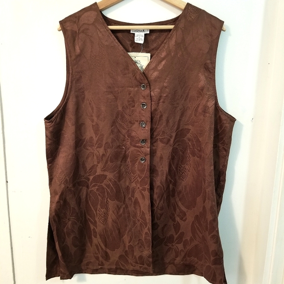 100% Silk Sleeveless Button Down - Picture 1 of 6